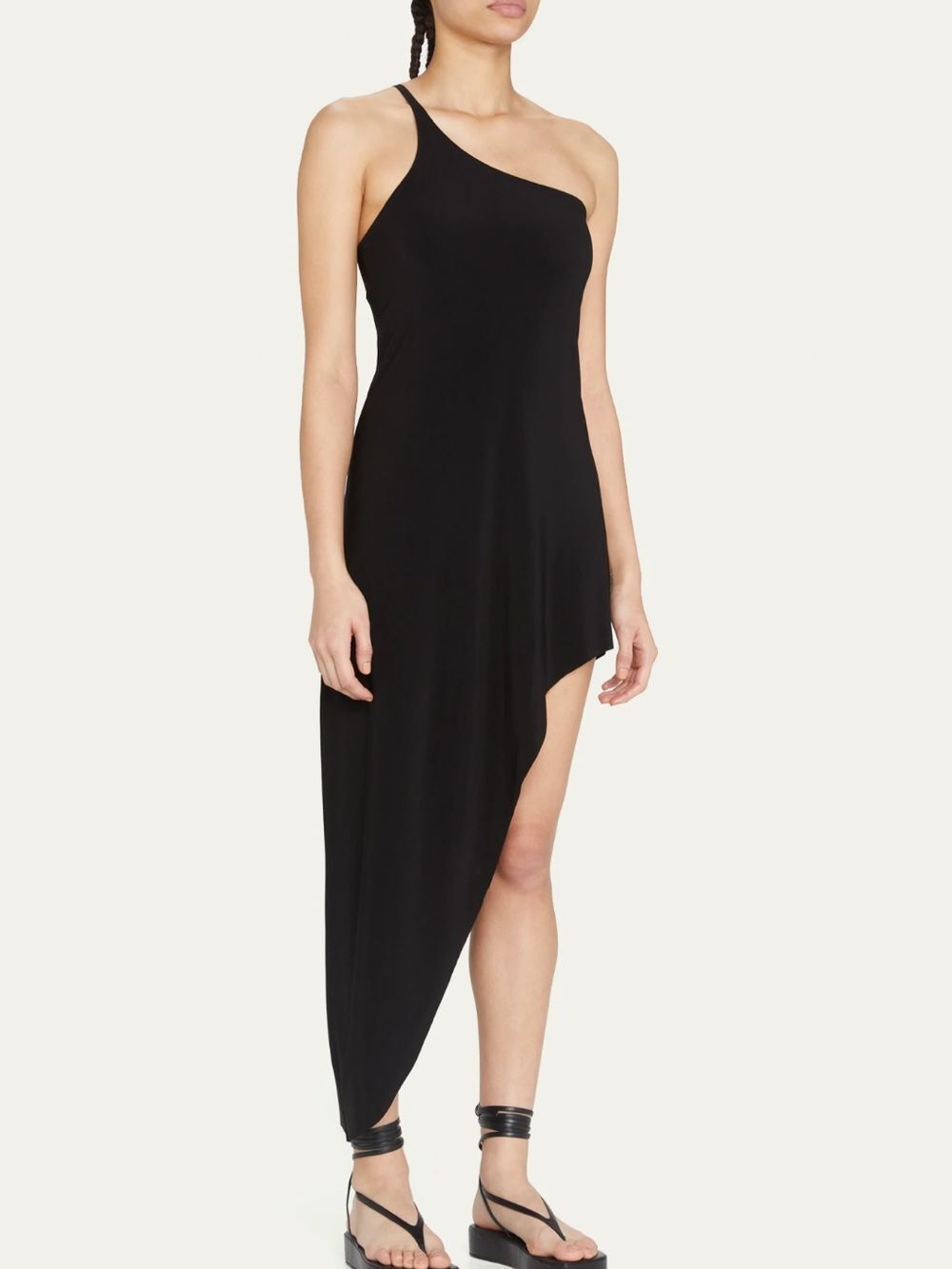 Norma Kamali Asymmetric One-Shoulder Black Dress small